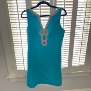 Lilly Pulitzer Turquoise and Gold Appliqué Dress